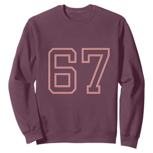 Number 67 Meme Sweatshirt Funny Six Seven Varsity Sports Team Jersey TS10 Maroon Print Your Wear