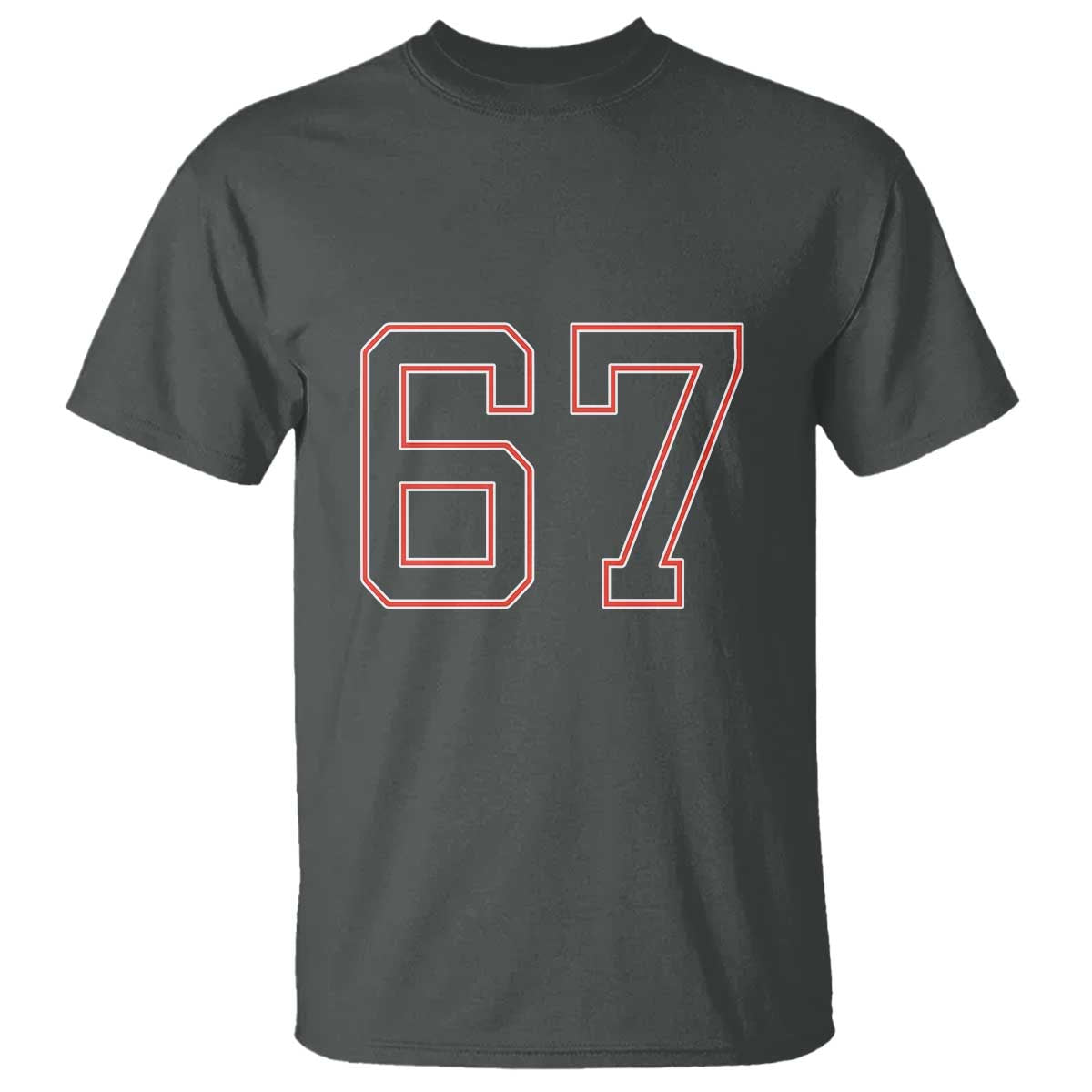 Number 67 Meme T Shirt Funny Six Seven Varsity Sports Team Jersey TS10 Dark Heather Print Your Wear