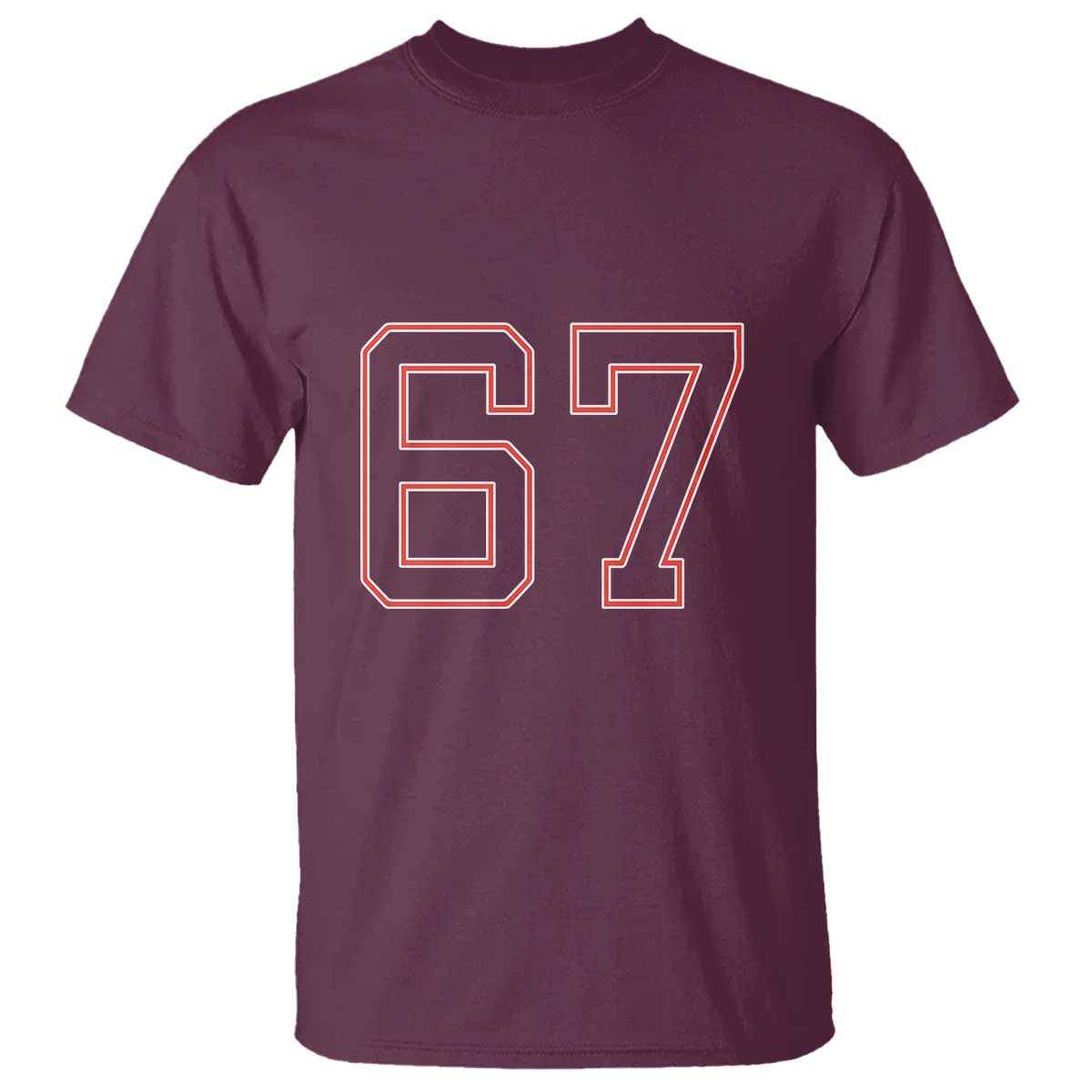 Number 67 Meme T Shirt Funny Six Seven Varsity Sports Team Jersey TS10 Maroon Print Your Wear