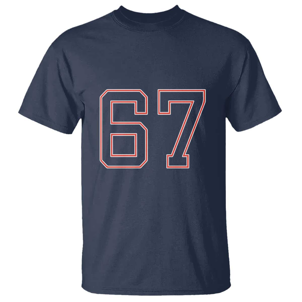 Number 67 Meme T Shirt Funny Six Seven Varsity Sports Team Jersey TS10 Navy Print Your Wear