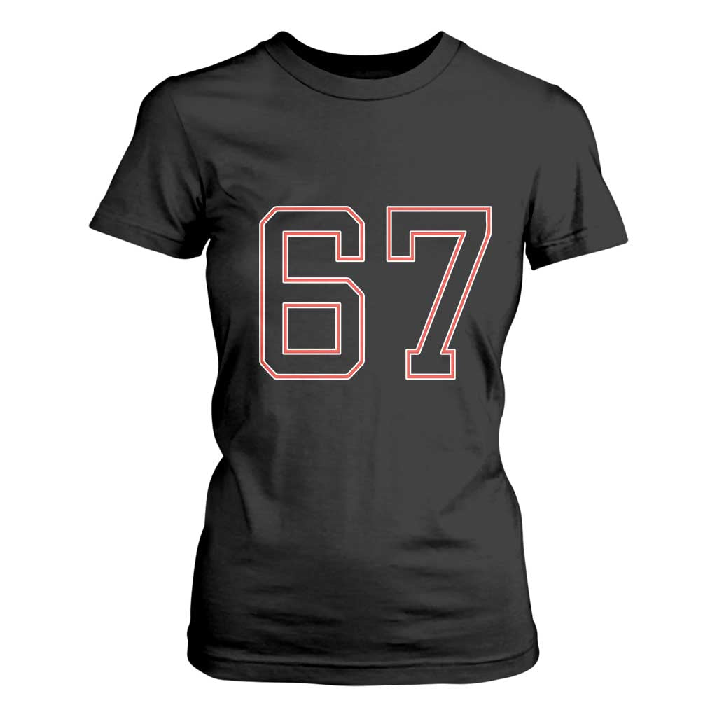 Number 67 Meme T Shirt For Women Funny Six Seven Varsity Sports Team Jersey TS10 Black Print Your Wear