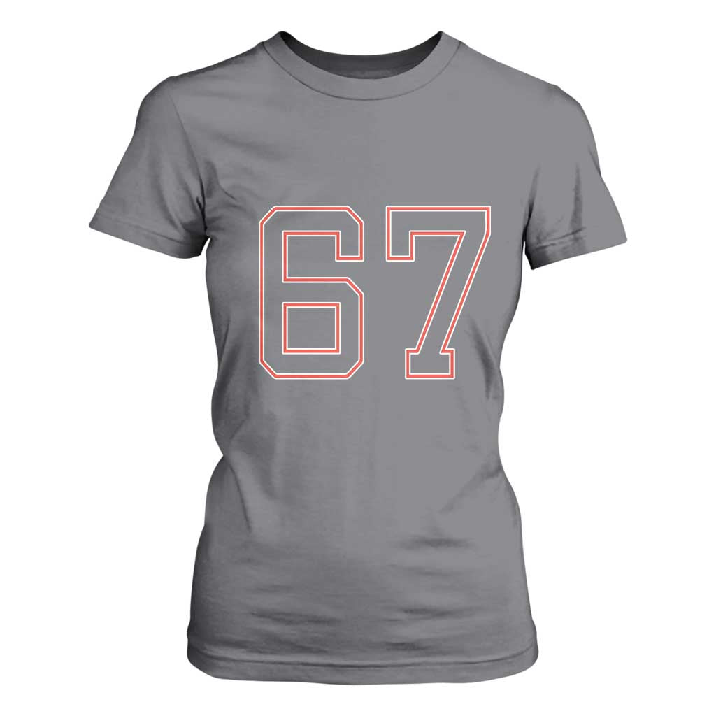 Number 67 Meme T Shirt For Women Funny Six Seven Varsity Sports Team Jersey TS10 Charcoal Print Your Wear