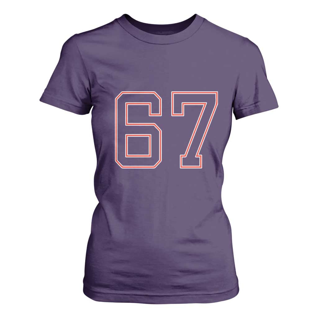 Number 67 Meme T Shirt For Women Funny Six Seven Varsity Sports Team Jersey TS10 Purple Print Your Wear