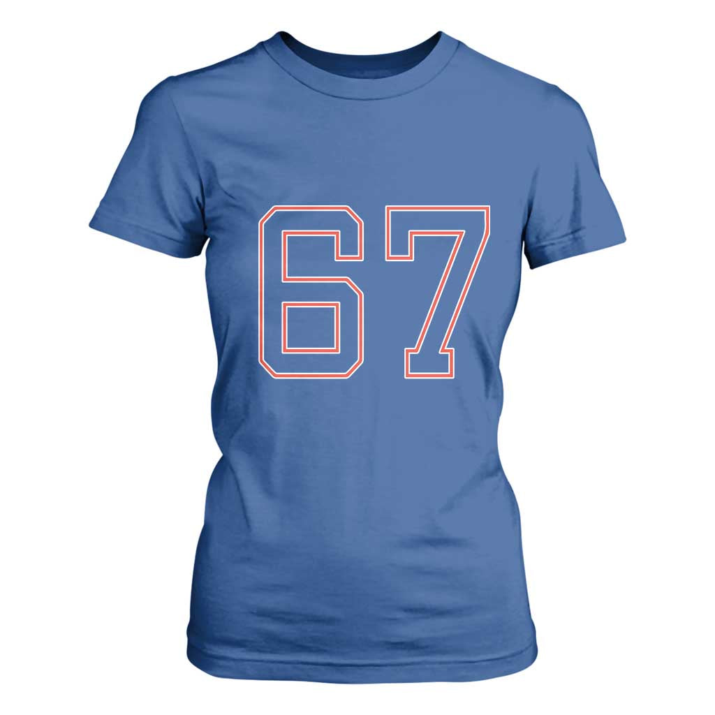 Number 67 Meme T Shirt For Women Funny Six Seven Varsity Sports Team Jersey TS10 Royal Blue Print Your Wear