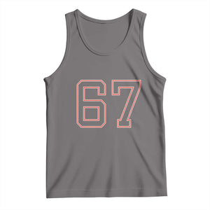 Number 67 Meme Tank Top Funny Six Seven Varsity Sports Team Jersey TS10 Deep Heather Print Your Wear