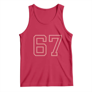 Number 67 Meme Tank Top Funny Six Seven Varsity Sports Team Jersey TS10 Red Print Your Wear