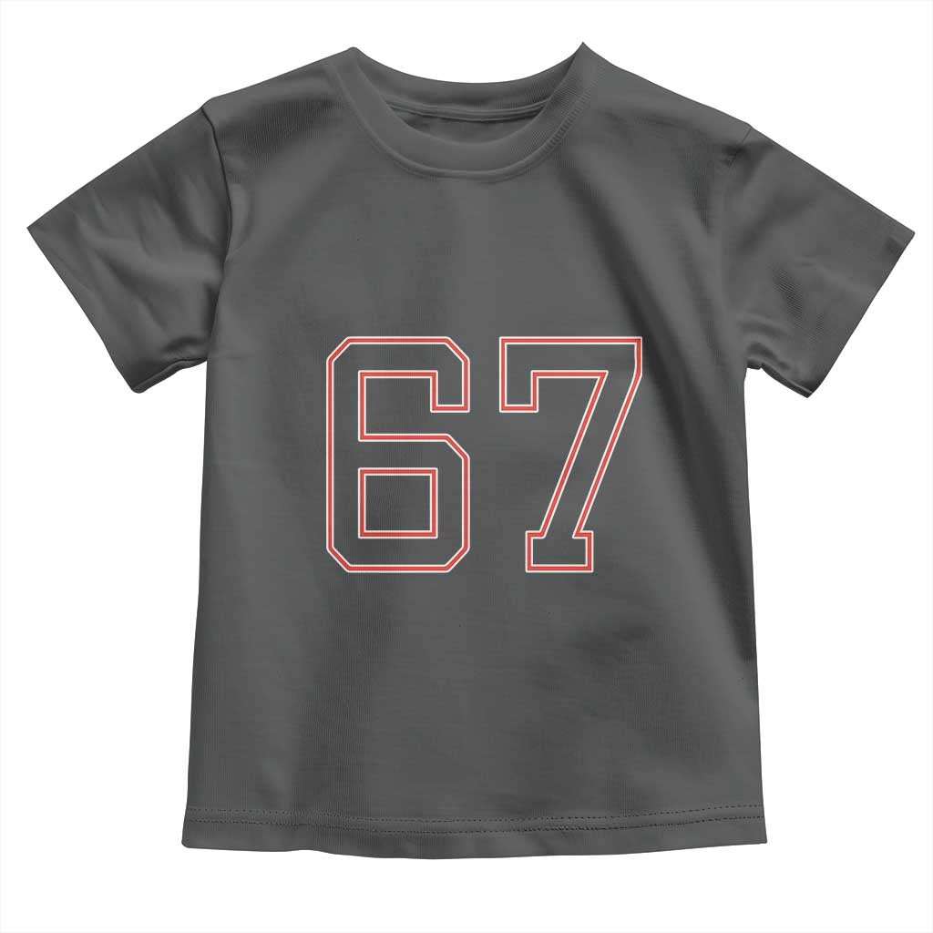 Number 67 Meme Toddler T Shirt Funny Six Seven Varsity Sports Team Jersey TS10 Dark Heather Print Your Wear