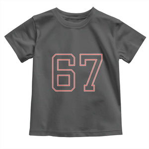 Number 67 Meme Toddler T Shirt Funny Six Seven Varsity Sports Team Jersey TS10 Dark Heather Print Your Wear