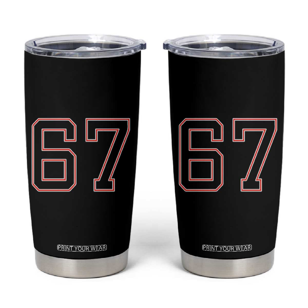 Number 67 Meme Tumbler Cup Funny Six Seven Varsity Sports Team Jersey TS10 Black Print Your Wear