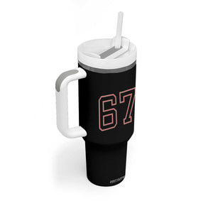 Number 67 Meme Tumbler With Handle Funny Six Seven Varsity Sports Team Jersey TS10 Print Your Wear