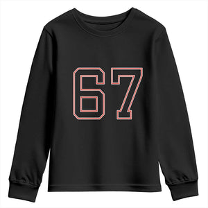 Number 67 Meme Youth Sweatshirt Funny Six Seven Varsity Sports Team Jersey TS10 Black Print Your Wear