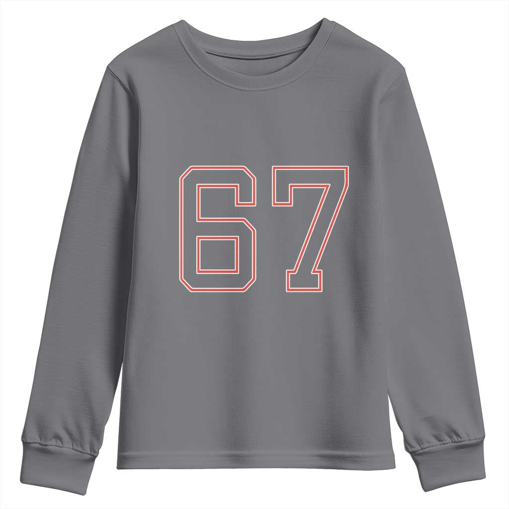 Number 67 Meme Youth Sweatshirt Funny Six Seven Varsity Sports Team Jersey TS10 Charcoal Print Your Wear