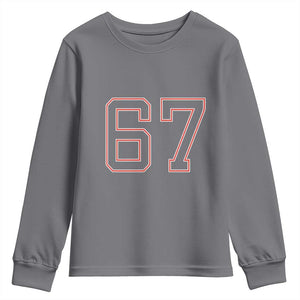 Number 67 Meme Youth Sweatshirt Funny Six Seven Varsity Sports Team Jersey TS10 Charcoal Print Your Wear