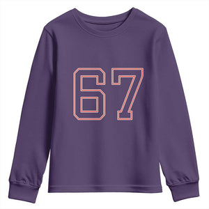 Number 67 Meme Youth Sweatshirt Funny Six Seven Varsity Sports Team Jersey TS10 Purple Print Your Wear