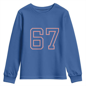 Number 67 Meme Youth Sweatshirt Funny Six Seven Varsity Sports Team Jersey TS10 Royal Blue Print Your Wear