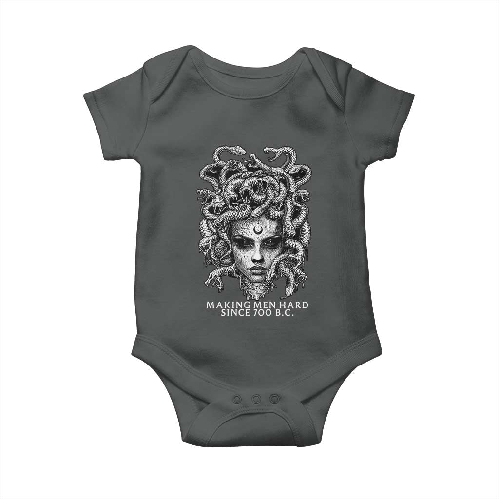 Funny Feminist Medusa Baby Onesie Making Men Hard Since 700 B.C Dark Myth Ancient TS10 Dark Heather Print Your Wear