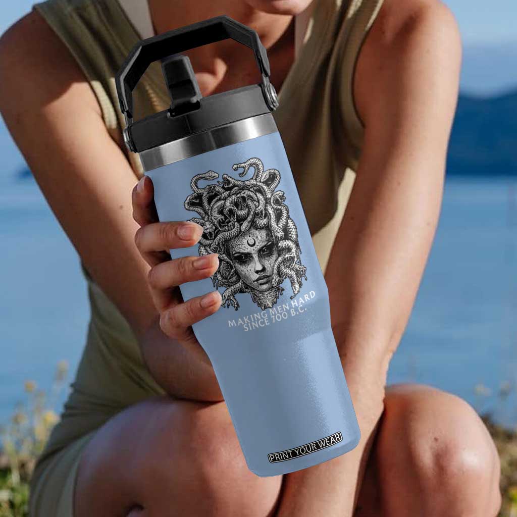Funny Feminist Medusa Flip Straw Tumbler Making Men Hard Since 700 B.C Dark Myth Ancient TS10 One Size: 30 oz Light Blue Print Your Wear