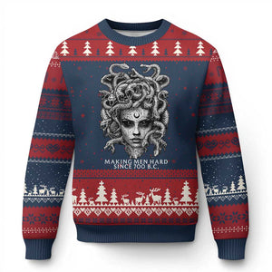 Funny Feminist Medusa Ugly Christmas Sweater Making Men Hard Since 700 B.C Dark Myth Ancient TS10 Navy Red Print Your Wear