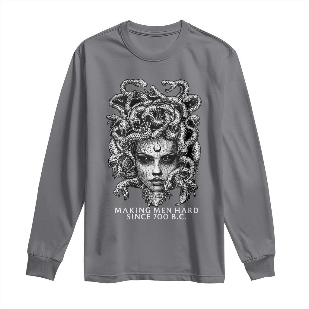 Funny Feminist Medusa Long Sleeve Shirt Making Men Hard Since 700 B.C Dark Myth Ancient TS10 Charcoal Print Your Wear