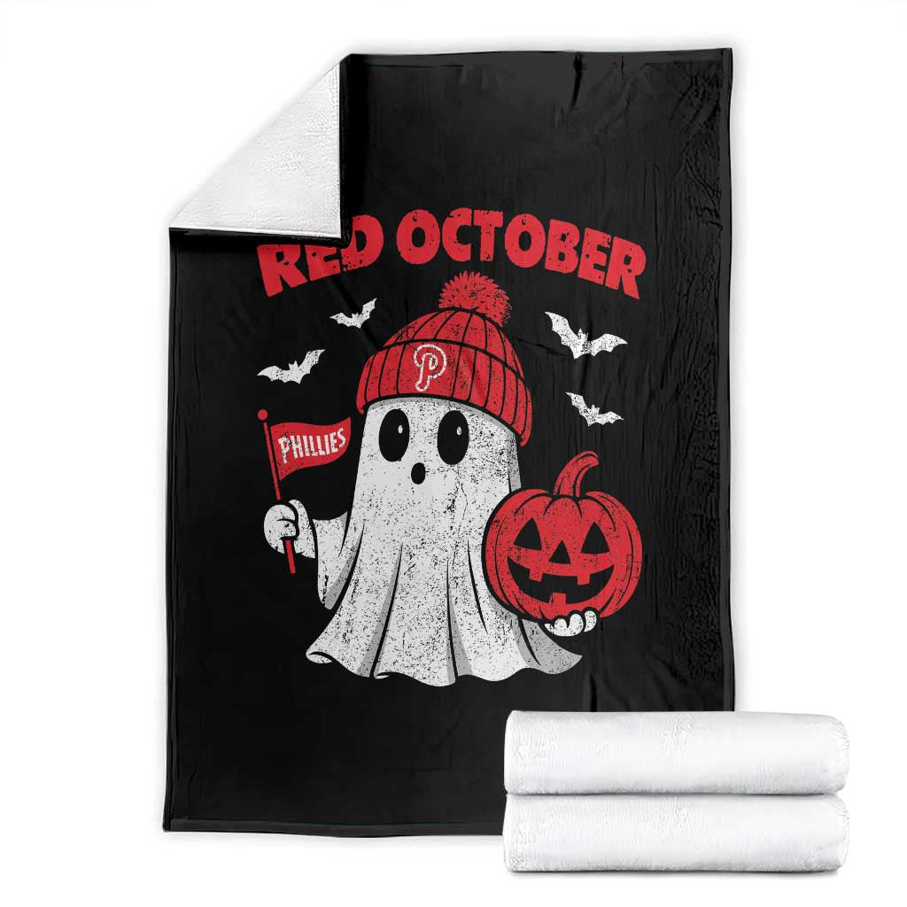 Red October Halloween Ghost Throw Blanket Philadelphia Spooky Pumpkin Baseball Fan TS10 Black Print Your Wear