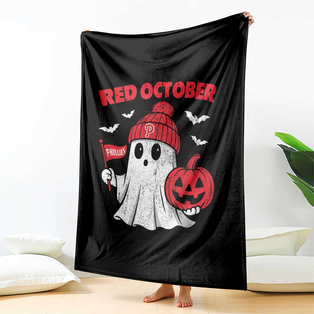 Red October Halloween Ghost Throw Blanket Philadelphia Spooky Pumpkin Baseball Fan TS10 Print Your Wear