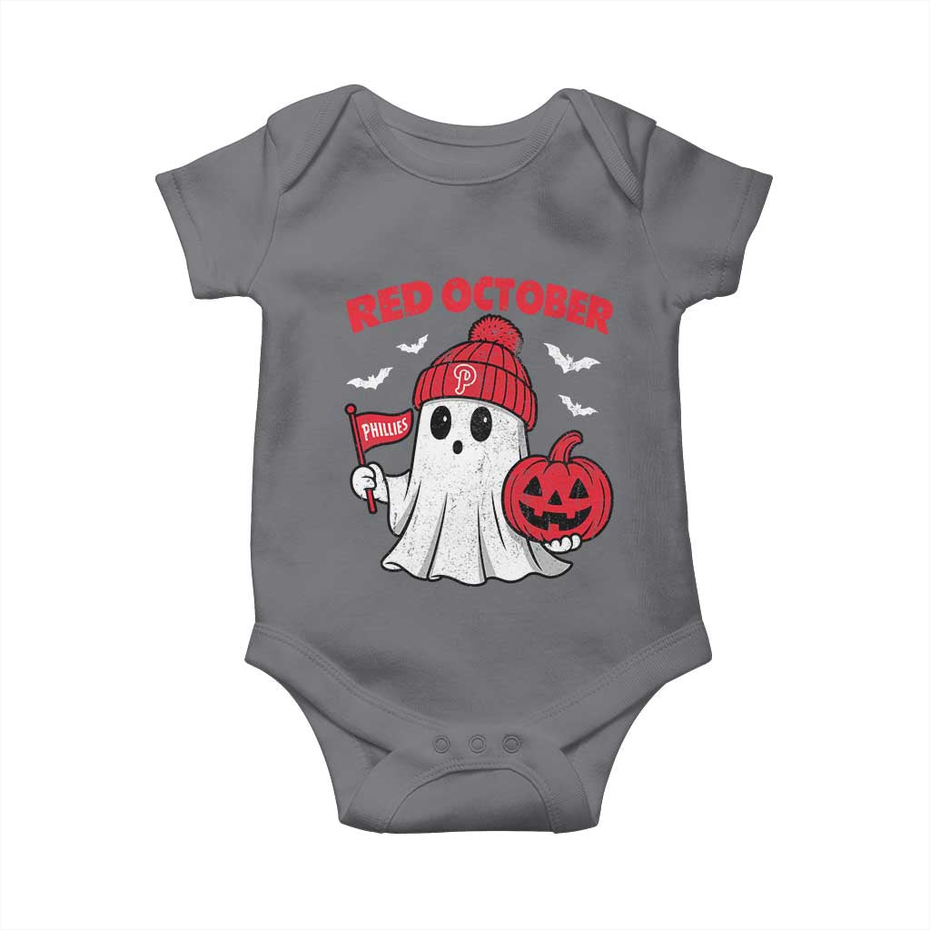 Red October Halloween Ghost Baby Onesie Philadelphia Spooky Pumpkin Baseball Fan TS10 Charcoal Print Your Wear