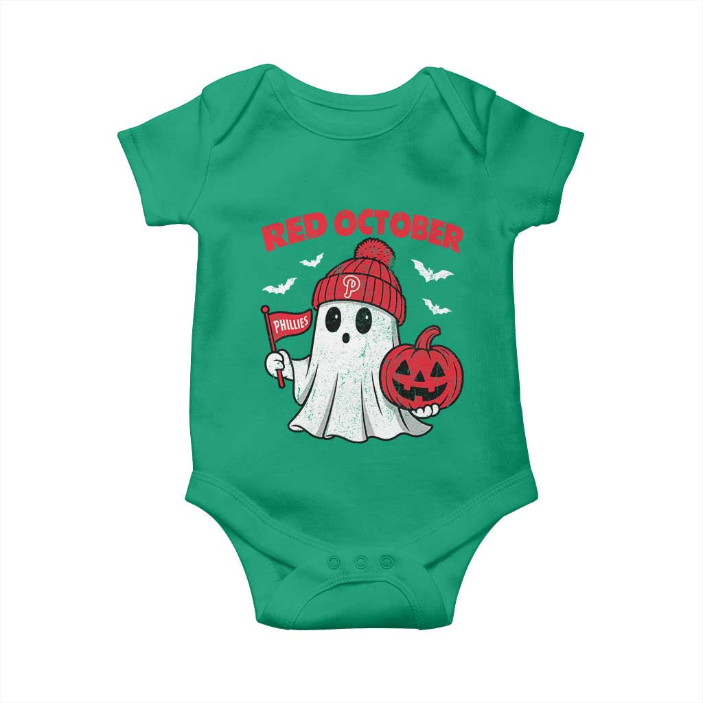 Red October Halloween Ghost Baby Onesie Philadelphia Spooky Pumpkin Baseball Fan TS10 Irish Green Print Your Wear