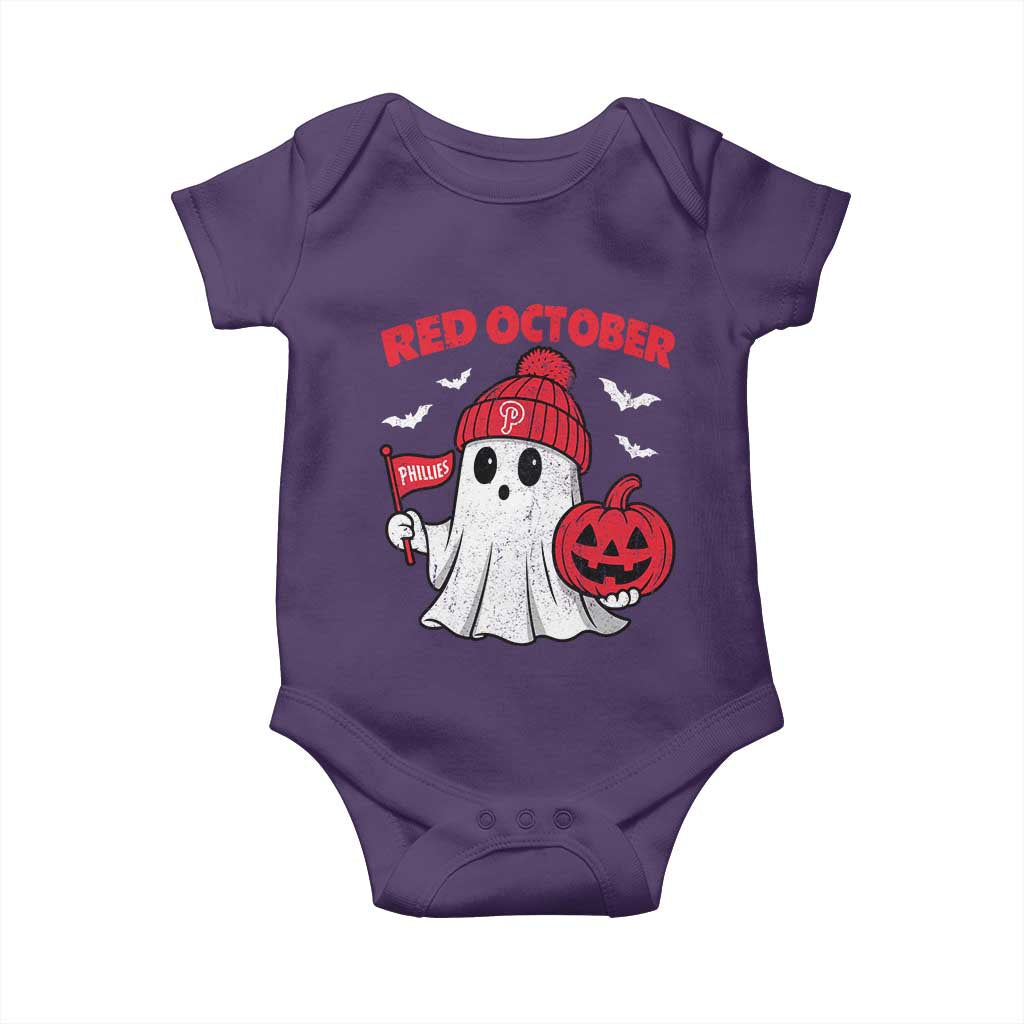 Red October Halloween Ghost Baby Onesie Philadelphia Spooky Pumpkin Baseball Fan TS10 Purple Print Your Wear