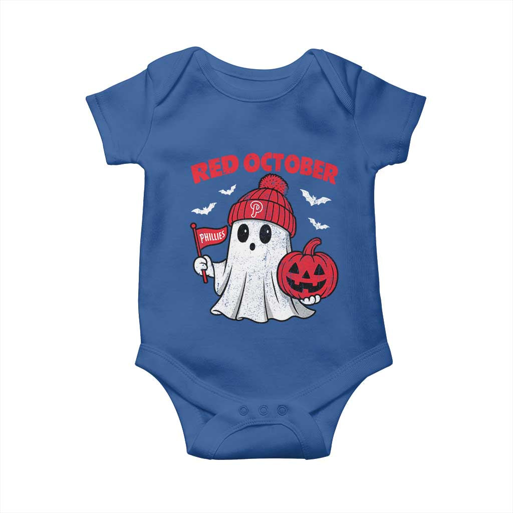 Red October Halloween Ghost Baby Onesie Philadelphia Spooky Pumpkin Baseball Fan TS10 Royal Blue Print Your Wear