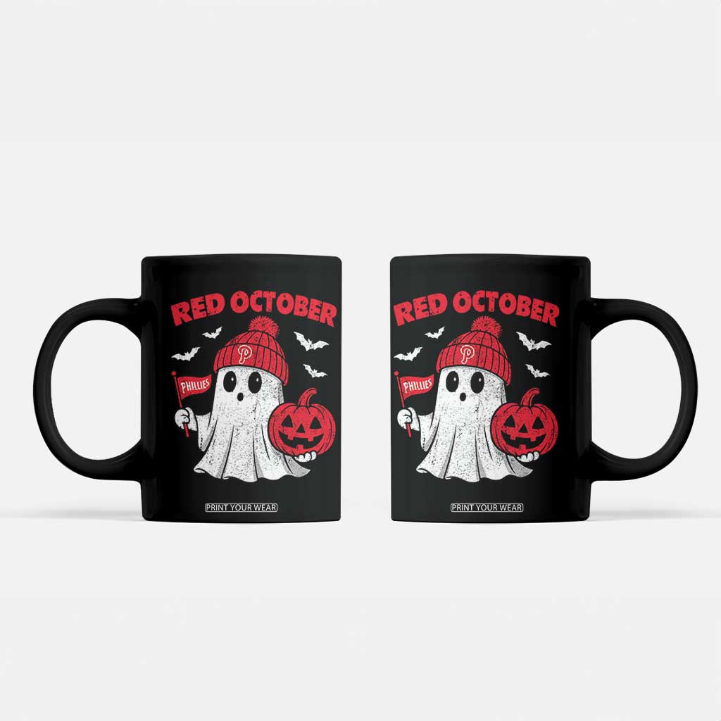 Red October Halloween Ghost Coffee Mug Philadelphia Spooky Pumpkin Baseball Fan TS10 Black Print Your Wear