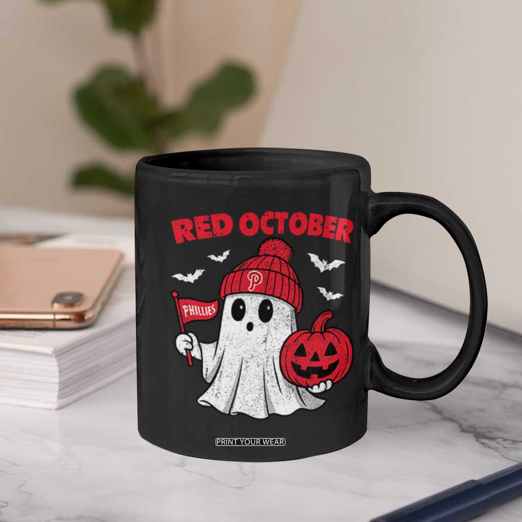 Red October Halloween Ghost Coffee Mug Philadelphia Spooky Pumpkin Baseball Fan TS10 Print Your Wear