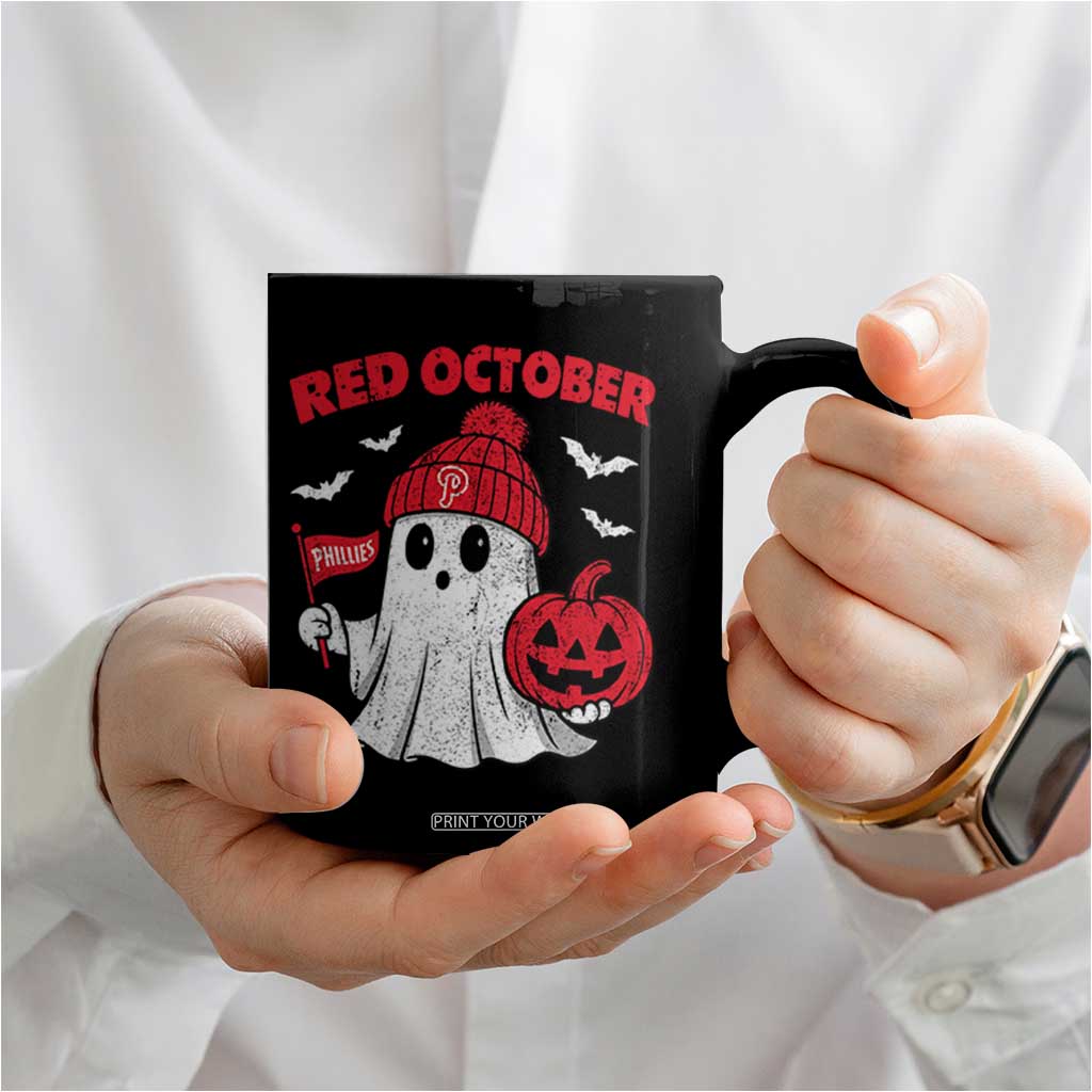 Red October Halloween Ghost Coffee Mug Philadelphia Spooky Pumpkin Baseball Fan TS10 Print Your Wear