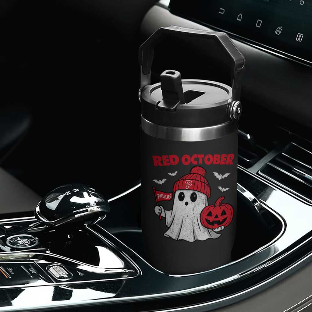Red October Halloween Ghost Flip Straw Tumbler Philadelphia Spooky Pumpkin Baseball Fan TS10 Print Your Wear