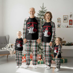 Red October Halloween Ghost Plaid Pajama Set Philadelphia Spooky Pumpkin Baseball Fan TS10 Christmas Plaid Print Your Wear