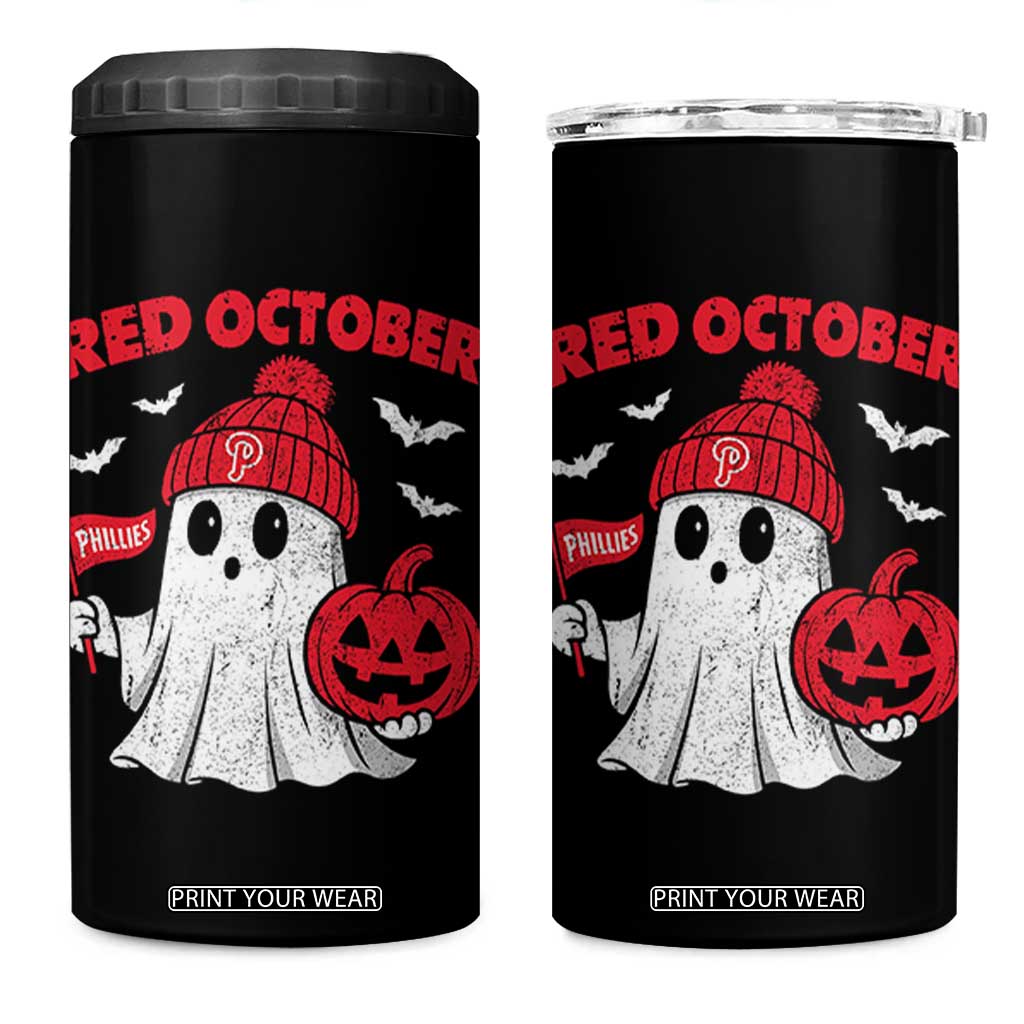 Red October Halloween Ghost 4 in 1 Can Cooler Tumbler Philadelphia Spooky Pumpkin Baseball Fan TS10 One Size: 16 oz Black Print Your Wear