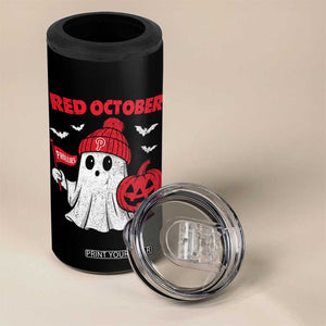 Red October Halloween Ghost 4 in 1 Can Cooler Tumbler Philadelphia Spooky Pumpkin Baseball Fan TS10 Print Your Wear