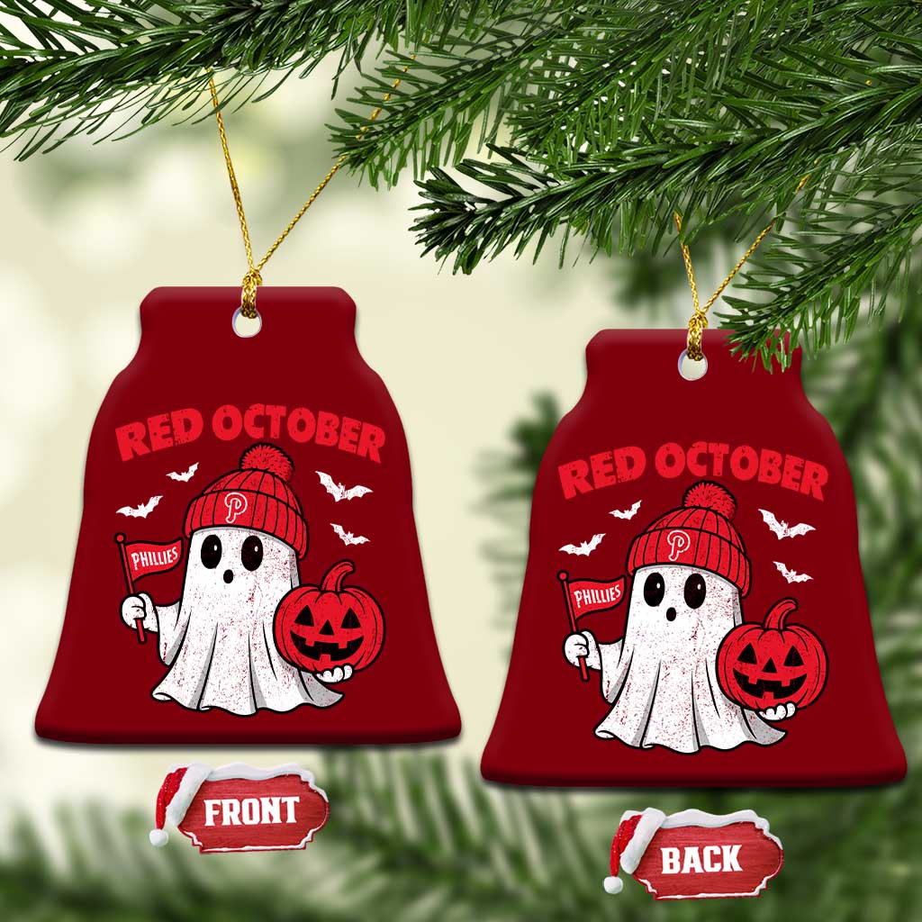 Red October Halloween Ghost Ceramic Ornament Philadelphia Spooky Pumpkin Baseball Fan TS10 Print Your Wear