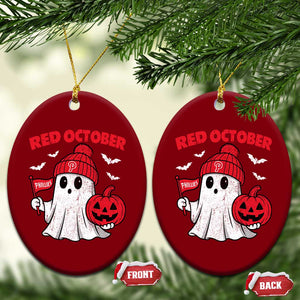 Red October Halloween Ghost Ceramic Ornament Philadelphia Spooky Pumpkin Baseball Fan TS10 Print Your Wear