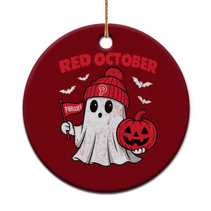 Red October Halloween Ghost Ceramic Ornament Philadelphia Spooky Pumpkin Baseball Fan TS10 1pc Red Print Your Wear
