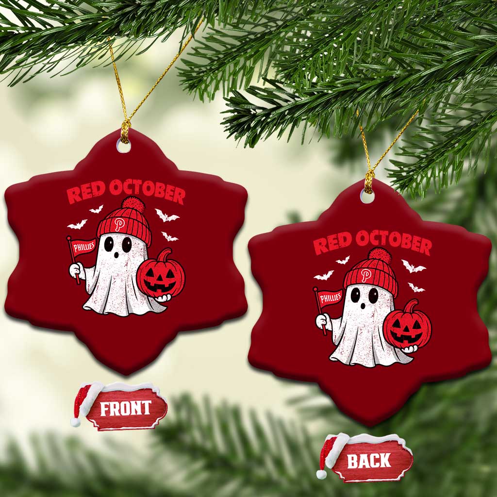 Red October Halloween Ghost Ceramic Ornament Philadelphia Spooky Pumpkin Baseball Fan TS10 Print Your Wear
