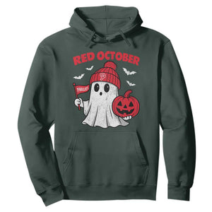 Red October Halloween Ghost Hoodie Philadelphia Spooky Pumpkin Baseball Fan TS10 Dark Forest Green Print Your Wear