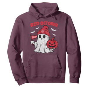 Red October Halloween Ghost Hoodie Philadelphia Spooky Pumpkin Baseball Fan TS10 Maroon Print Your Wear
