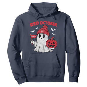 Red October Halloween Ghost Hoodie Philadelphia Spooky Pumpkin Baseball Fan TS10 Navy Print Your Wear