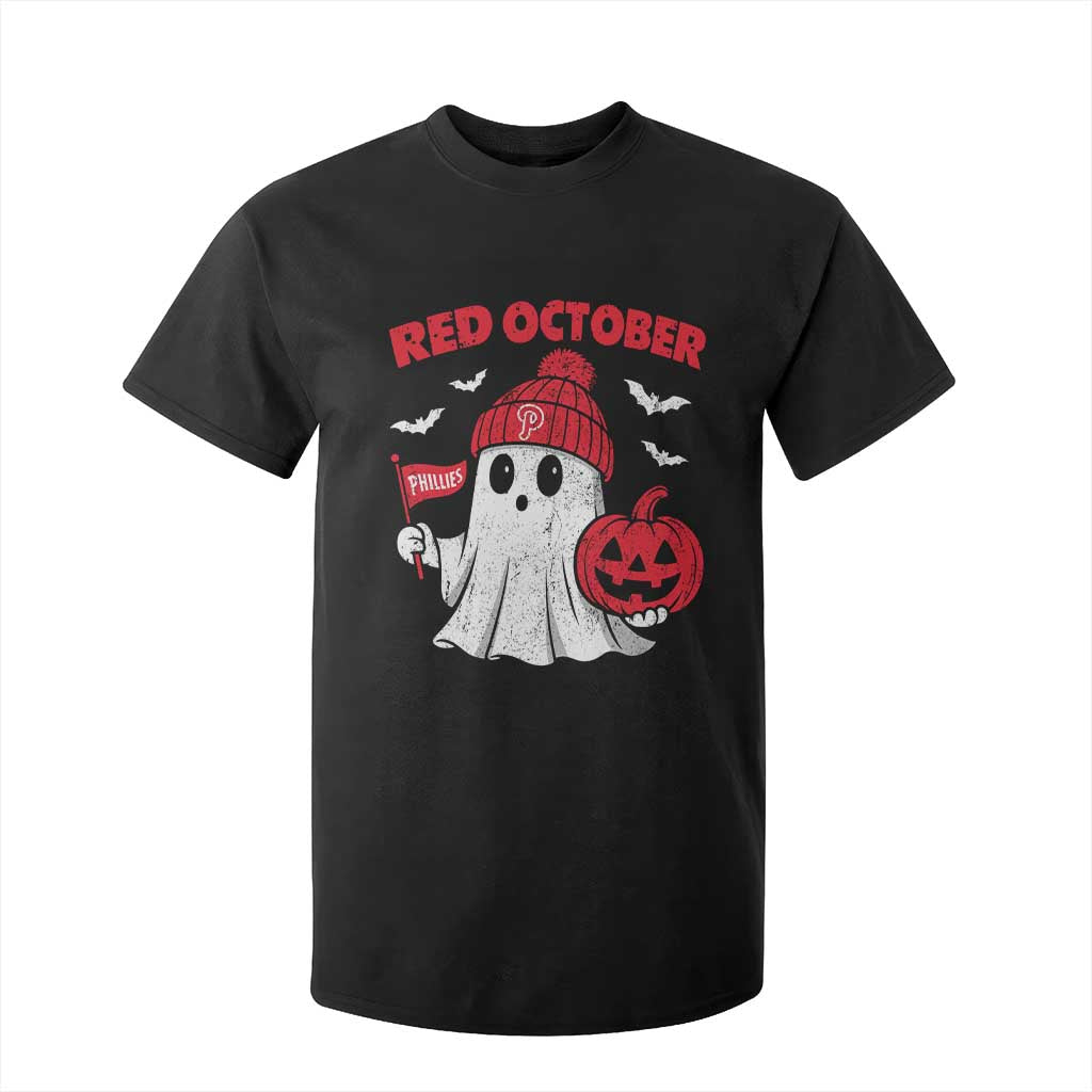 Red October Halloween Ghost T Shirt For Kid Philadelphia Spooky Pumpkin Baseball Fan TS10 Black Print Your Wear