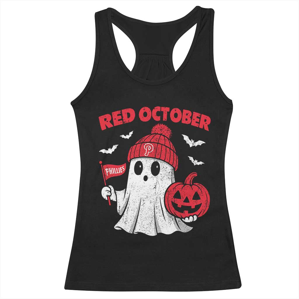 Red October Halloween Ghost Racerback Tank Top Philadelphia Spooky Pumpkin Baseball Fan TS10 Black Print Your Wear