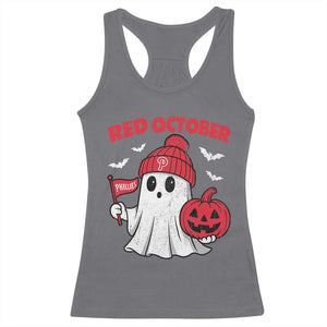 Red October Halloween Ghost Racerback Tank Top Philadelphia Spooky Pumpkin Baseball Fan TS10 Charcoal Print Your Wear