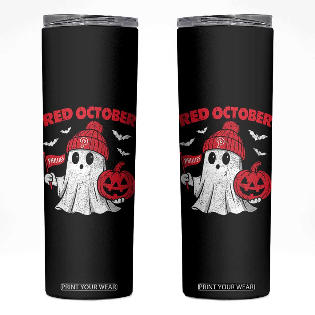 Red October Halloween Ghost Skinny Tumbler Philadelphia Spooky Pumpkin Baseball Fan TS10 Black Print Your Wear