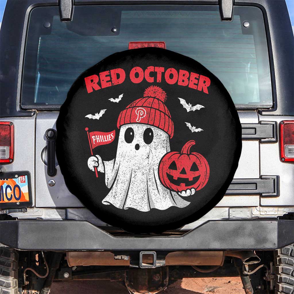 Red October Halloween Ghost Spare Tire Cover Philadelphia Spooky Pumpkin Baseball Fan TS10 No hole Black Print Your Wear