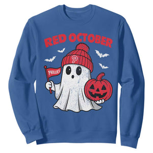 Red October Halloween Ghost Sweatshirt Philadelphia Spooky Pumpkin Baseball Fan TS10 Royal Blue Print Your Wear