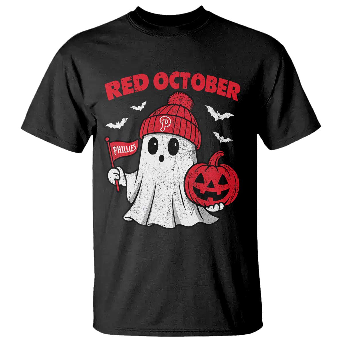 Red October Halloween Ghost T Shirt Philadelphia Spooky Pumpkin Baseball Fan TS10 Black Print Your Wear